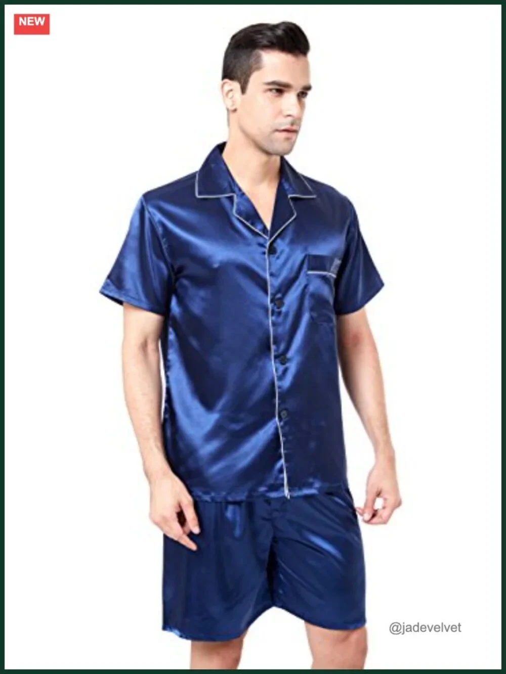 Men's Short Sleeve Satin Pajama Set with Shorts